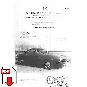 1963 Alfa Romeo Giulia SS FIA homologation form PDF download (ACI)